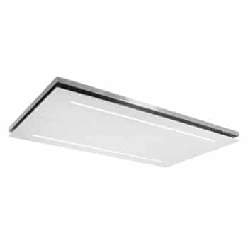 110cm Ceiling Cooker Hood White Glass & Stainless Steel