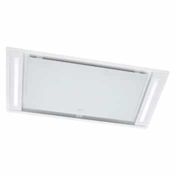 90cm Ceiling Cooker Hood White Glass