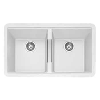 Geotech Granite Double Bowl Undermounted Sink in Chalk White