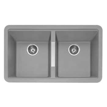 Geotech Granite Double Bowl Undermounted Sink in Pebble Grey