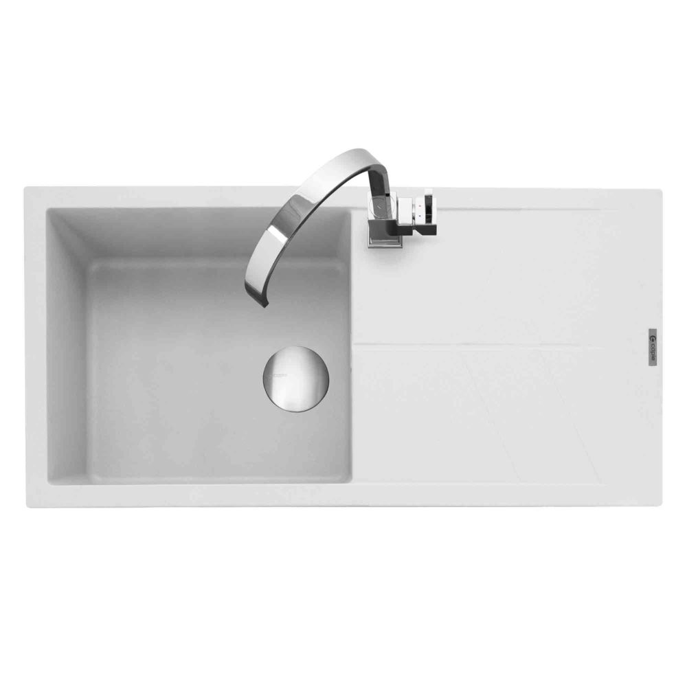 Geotech Granite Sink with Drainer in Chalk White