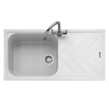 Geotech Granite Inset Sink with Drainer in Chalk White