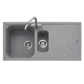 Geotech Granite Inset Sink with Drainer in Pebble Grey