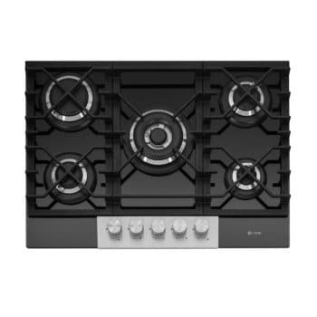 70cm Gas On Glass Hob 5 Burner Black