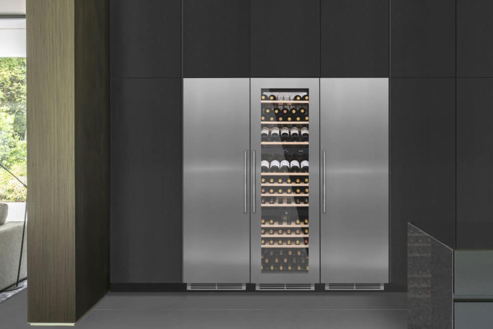 Built-in Triple Zone Wine Cooler in Stainless Steel with matching Stainless Steel Door