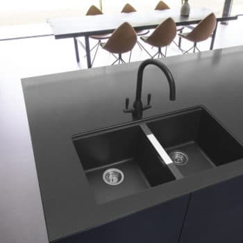 Geotech Granite Double Bowl Undermounted Sink in Anthracite