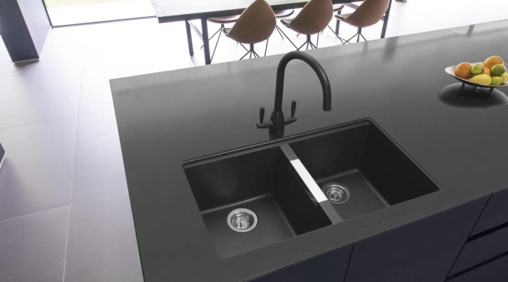 Geotech Granite Double Bowl Undermounted Sink in Anthracite