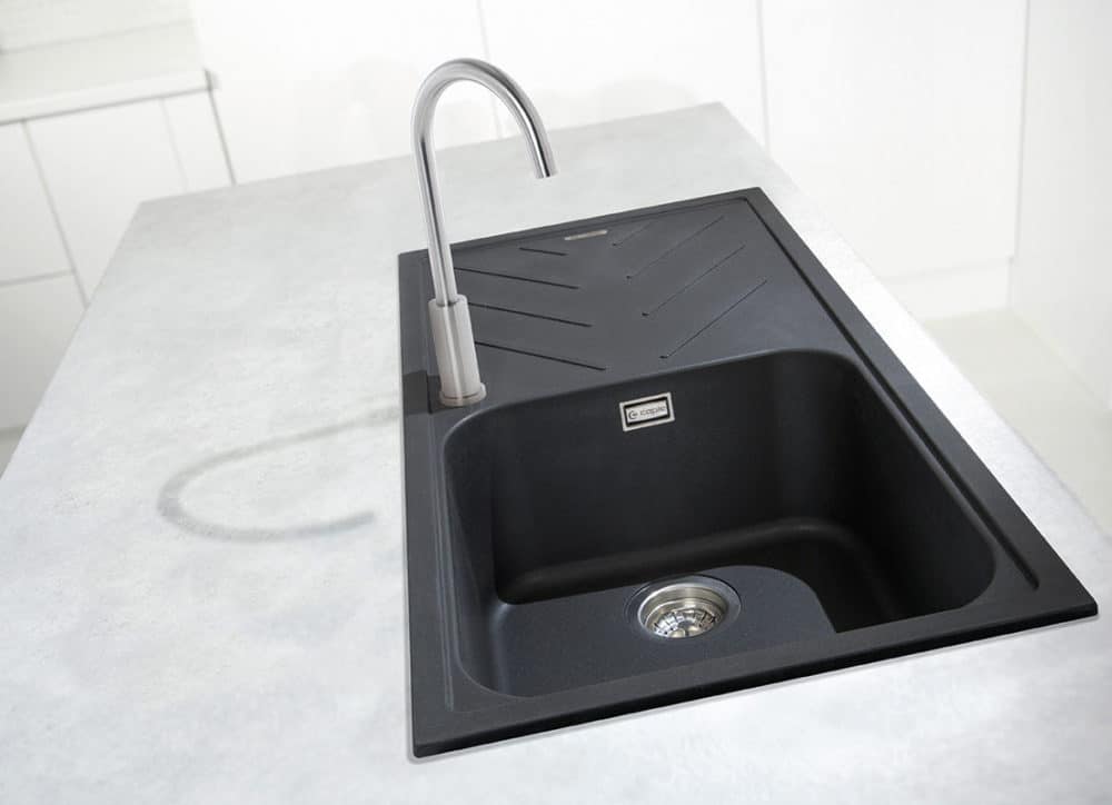 Geotech Granite Inset Sink with Drainer in Anthracite