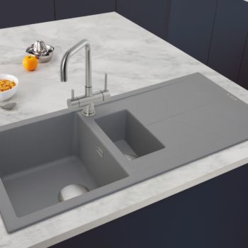 Geotech Granite Sink with Drainer in Pebble Grey