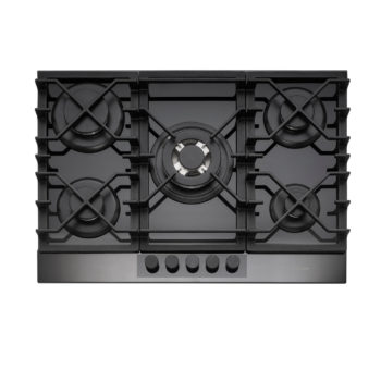 700mm Gunmetal Front Panel and Black Glass Gas Hob