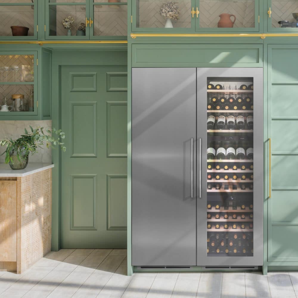 Built-in Triple Zone Wine Cooler in Stainless Steel with matching Stainless Steel Door