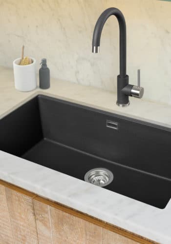 Geotech Granite Single Bowl Sink in Anthracite with matching tap