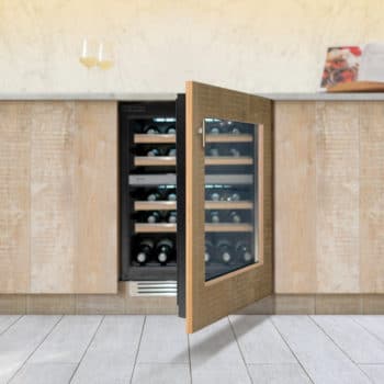 Wine Cooler with door open and furniture door surround
