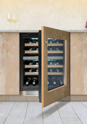 Wine Cooler with door open and furniture door surround