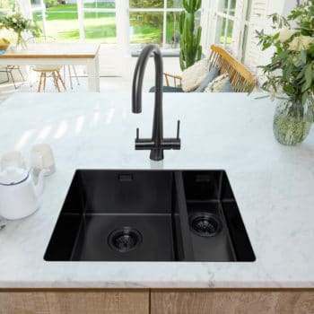 Mode Right handed Inset or Undermounted Sink in black steel