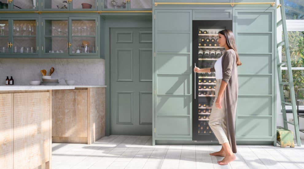 Built-in Triple Zone Wine Cooler in Black Glass