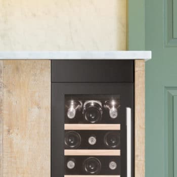 30cm Wine Cooler Single Zone in Black Glass with matching black glass filler panel