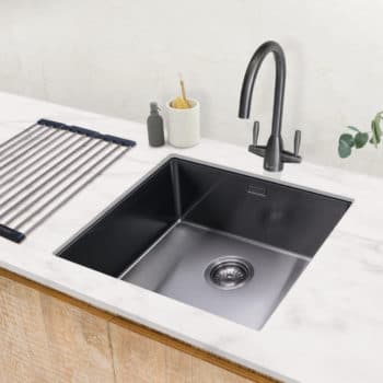 Gunmetal Sink with Matching Dual Control Tap & Fold Mat