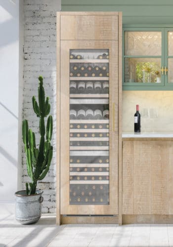 Integrated In-column Triple Zone Wine Cabinet in Light Wood