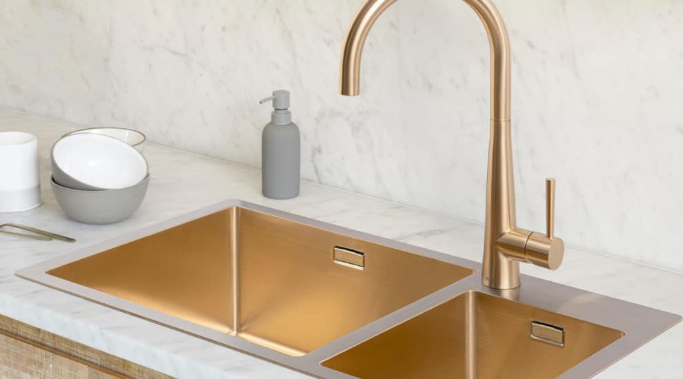 Gold and Stainless Steel Sink