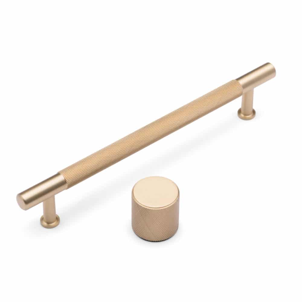 Satin Brass Bar Handle and Knob