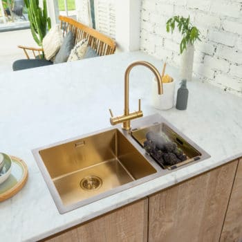 Gold & Stainless Steel Sink with matching Gold 3 in 1 Tap