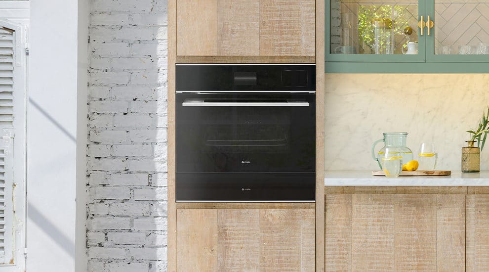 Built-in black glass combi microwave and steam oven