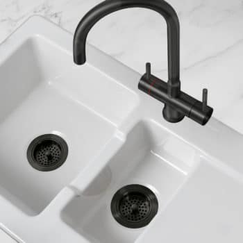 Vapos Hot Water Tap in Black Steel with Matching Accessories