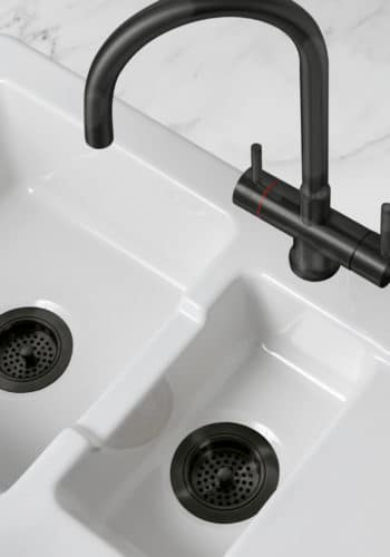 Vapos Hot Water Tap in Black Steel with Matching Accessories