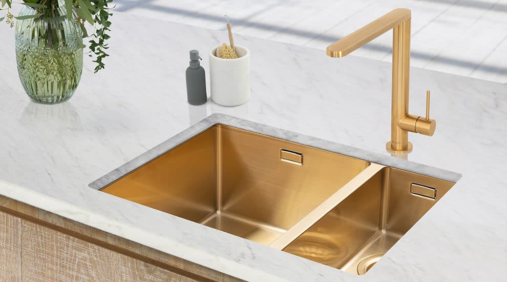 Mode Right handed Inset or Undermounted Sink in gold
