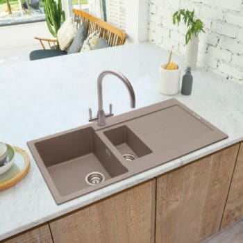 Geotech Granite Sink with Drainer in Mink and Dual Control Tap