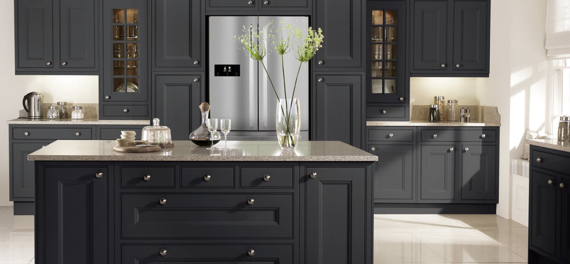 Shaker-Style In-Frame Kitchen with Beaded Panels in Twilight