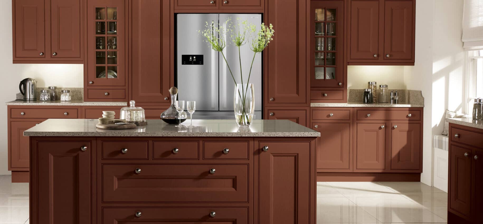 Shaker-Style In-Frame Kitchen with Beaded Panels in Auburn