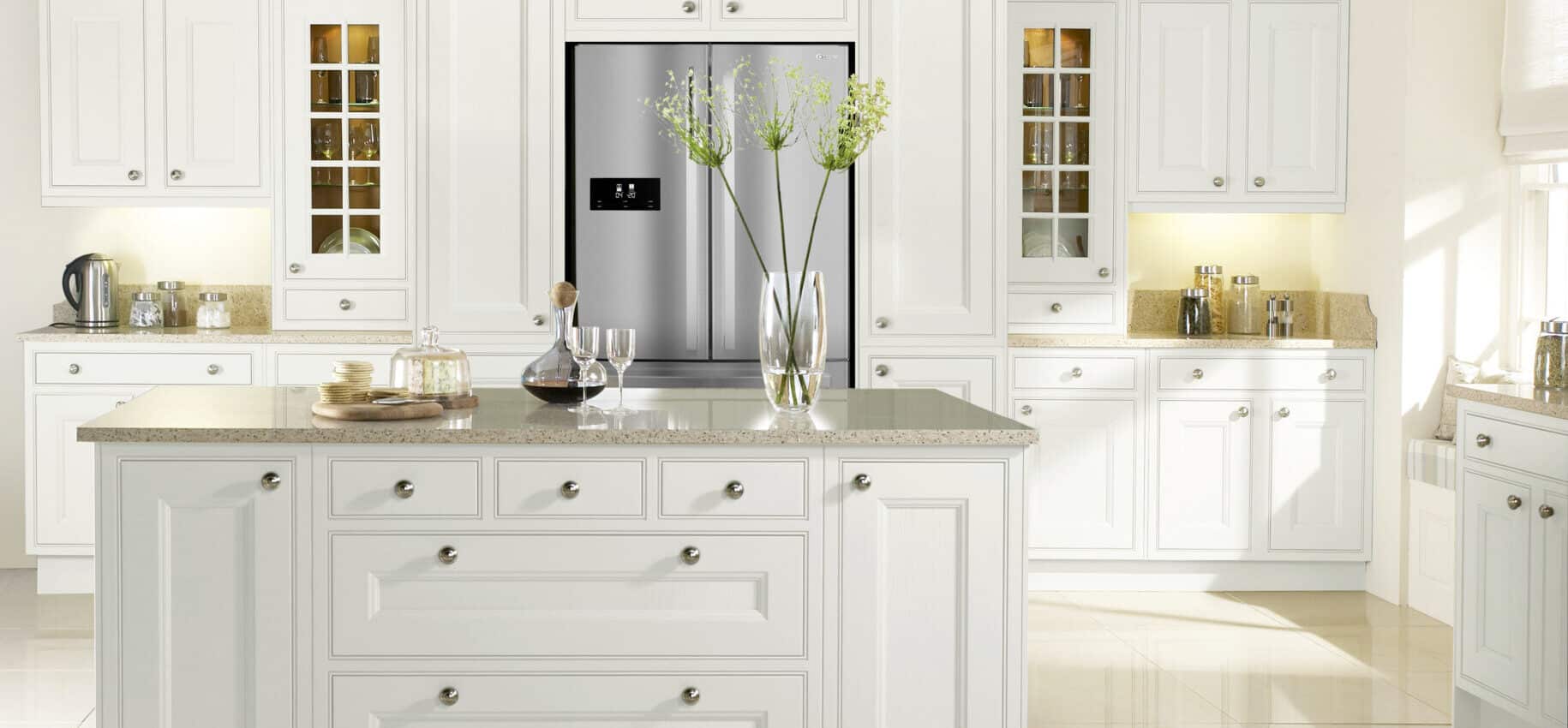 Shaker-Style In-Frame Kitchen with Beaded Panels in Bone