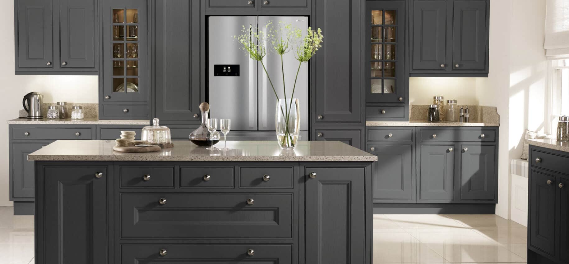 Shaker-Style In-Frame Kitchen with Beaded Panels in Coal