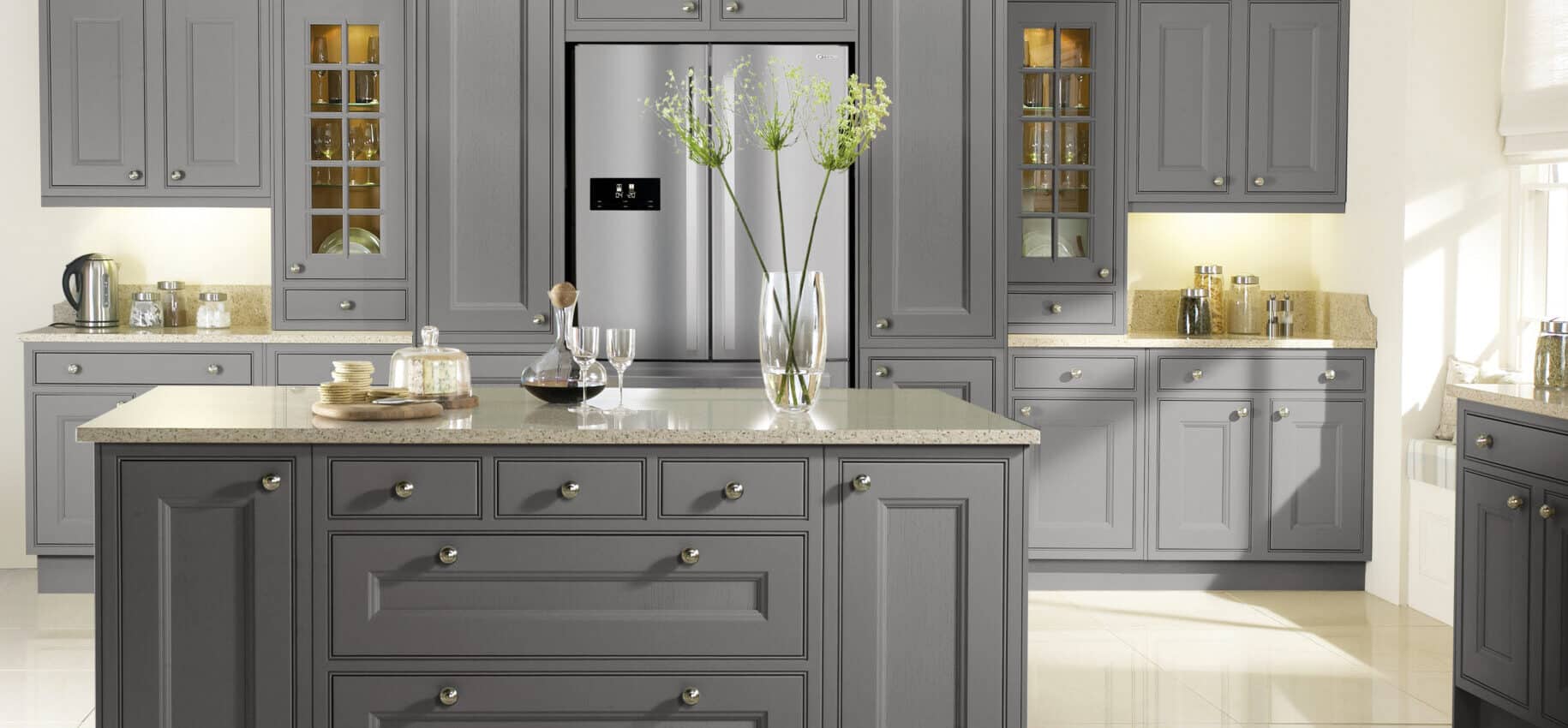 Shaker-Style In-Frame Kitchen with Beaded Panels in Mink