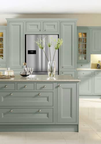 Shaker-Style In-Frame Kitchen with Beaded Panels in Moss