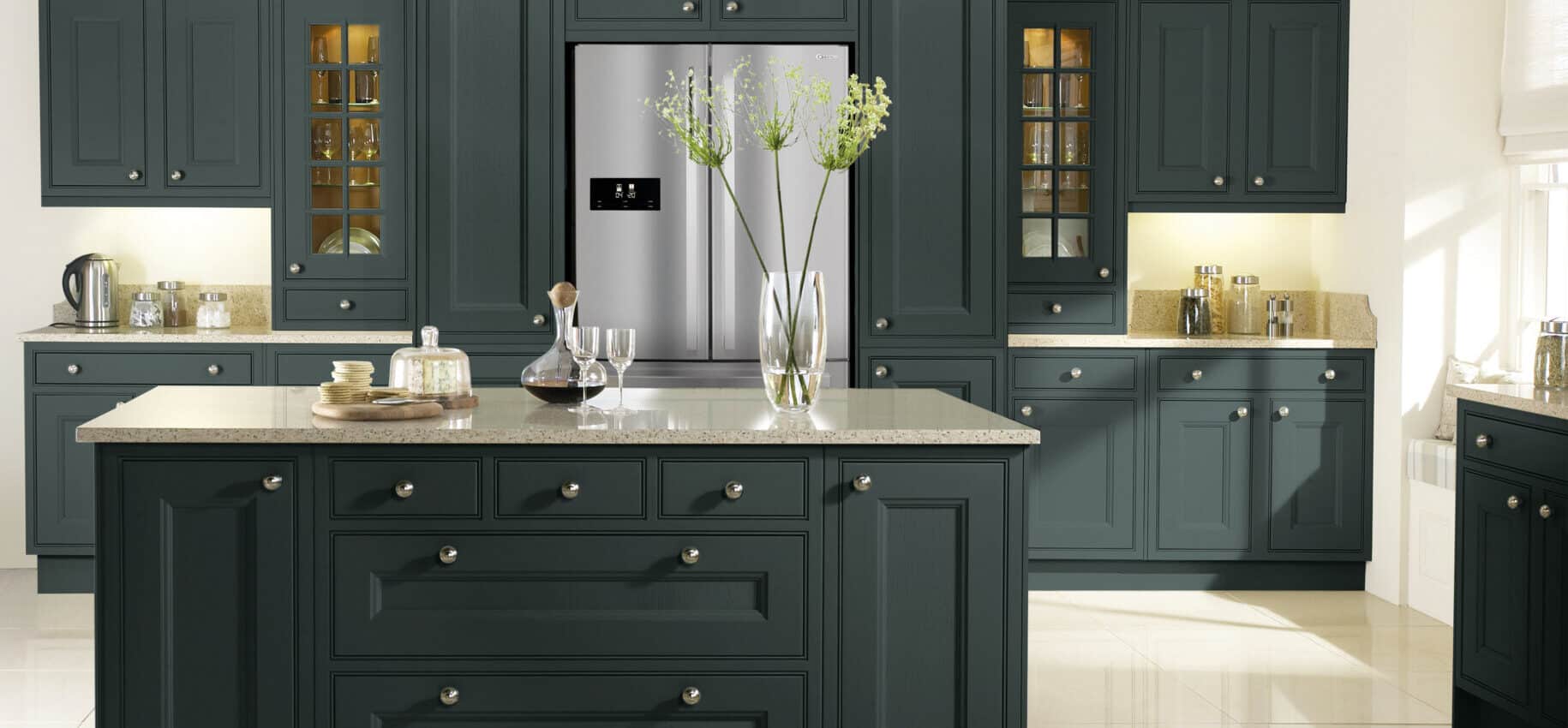 Shaker-Style In-Frame Kitchen with Beaded Panels in Riptide