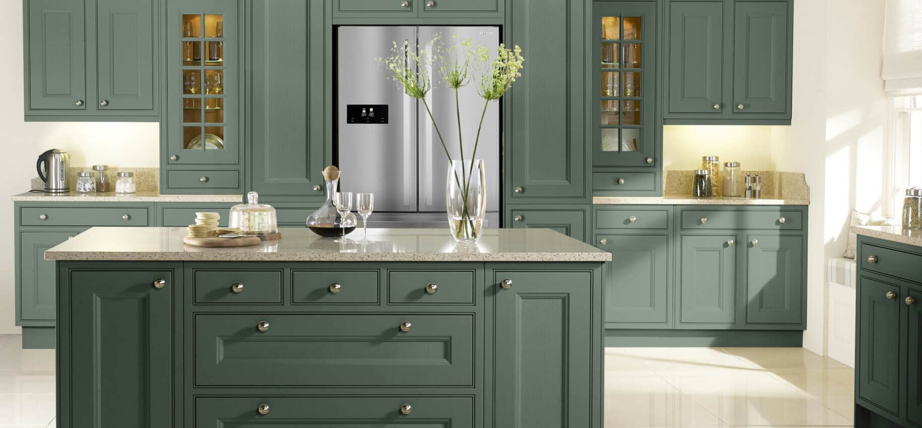 Shaker-Style In-Frame Kitchen with Beaded Panels in Thyme